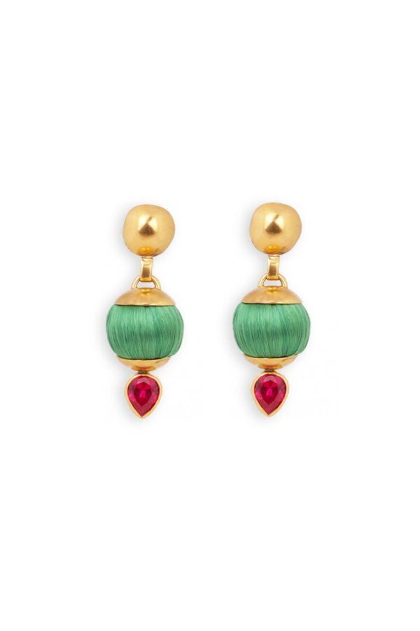 Katerina Makriyianni Earrings Brass Gold Plated with Silk